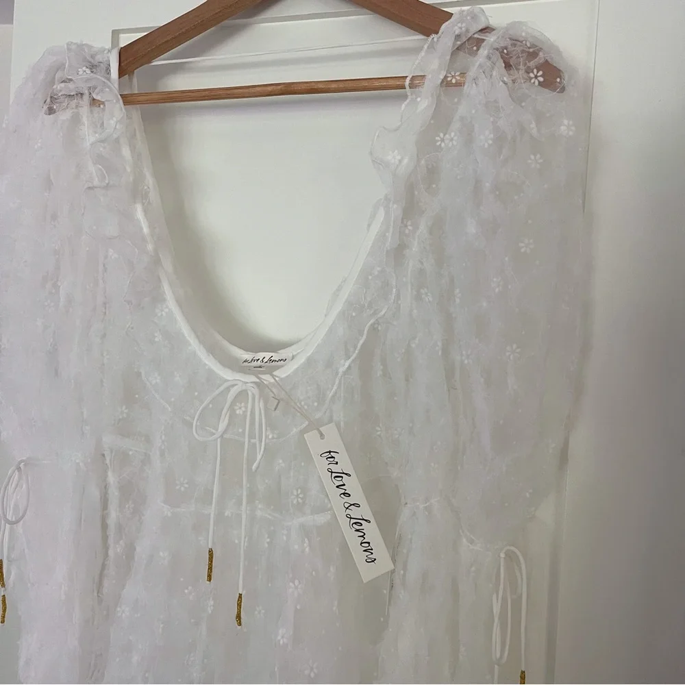 For Love And Lemons Kalea Tulle Maxi Dress white sheer tulle dress - size small - Picture 10 of 17